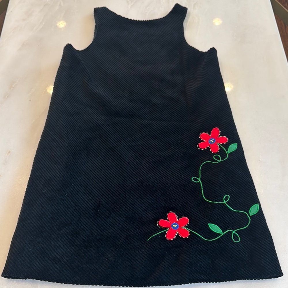 Florence Eiseman Black A-Line Sleeveless Dress- cordoroy, black